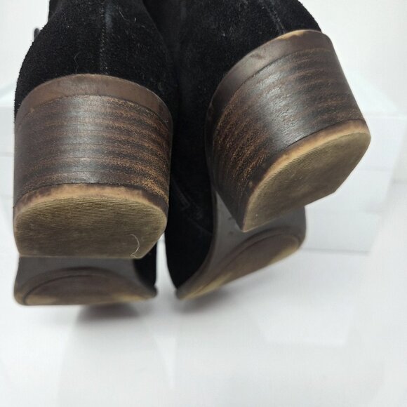 Lucky Brand Benna Booties Women's 8 Black Suede Boho Studded Zip Ankle Boots - Picture 8 of 9